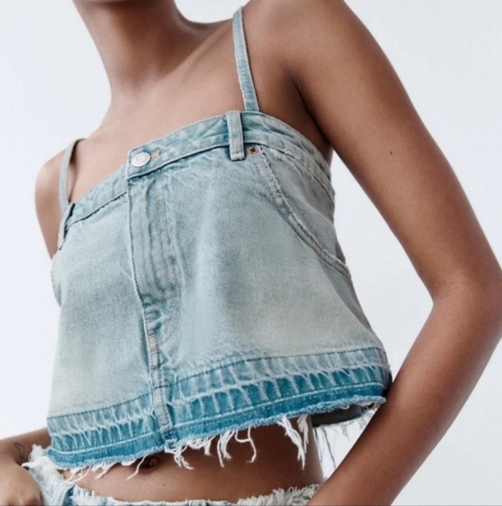 Zara Denim Top - Picture 2 of 9